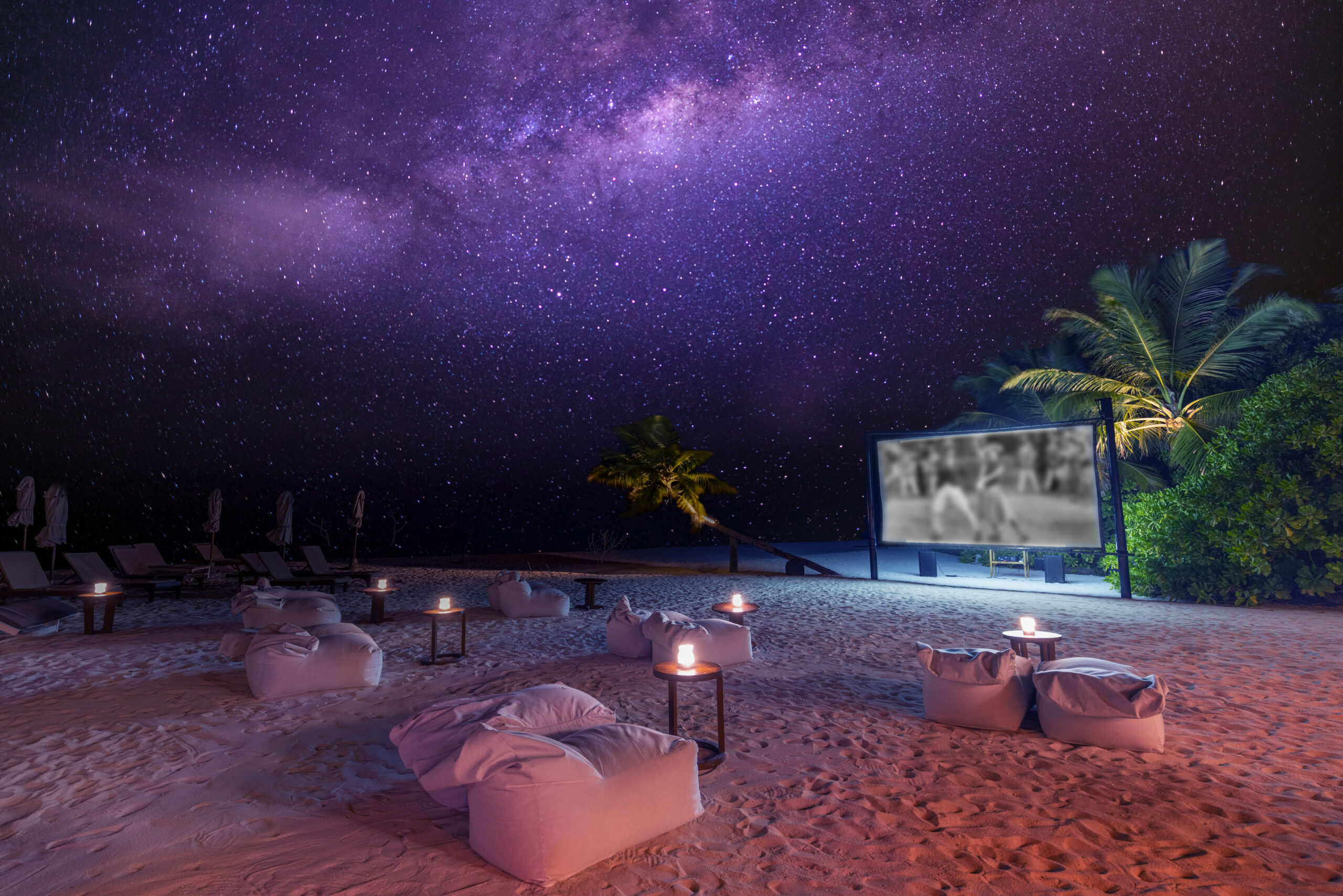 Enjoy you movie experience at these dreamy open-air cinemas in Maldives with Halo Flights USA